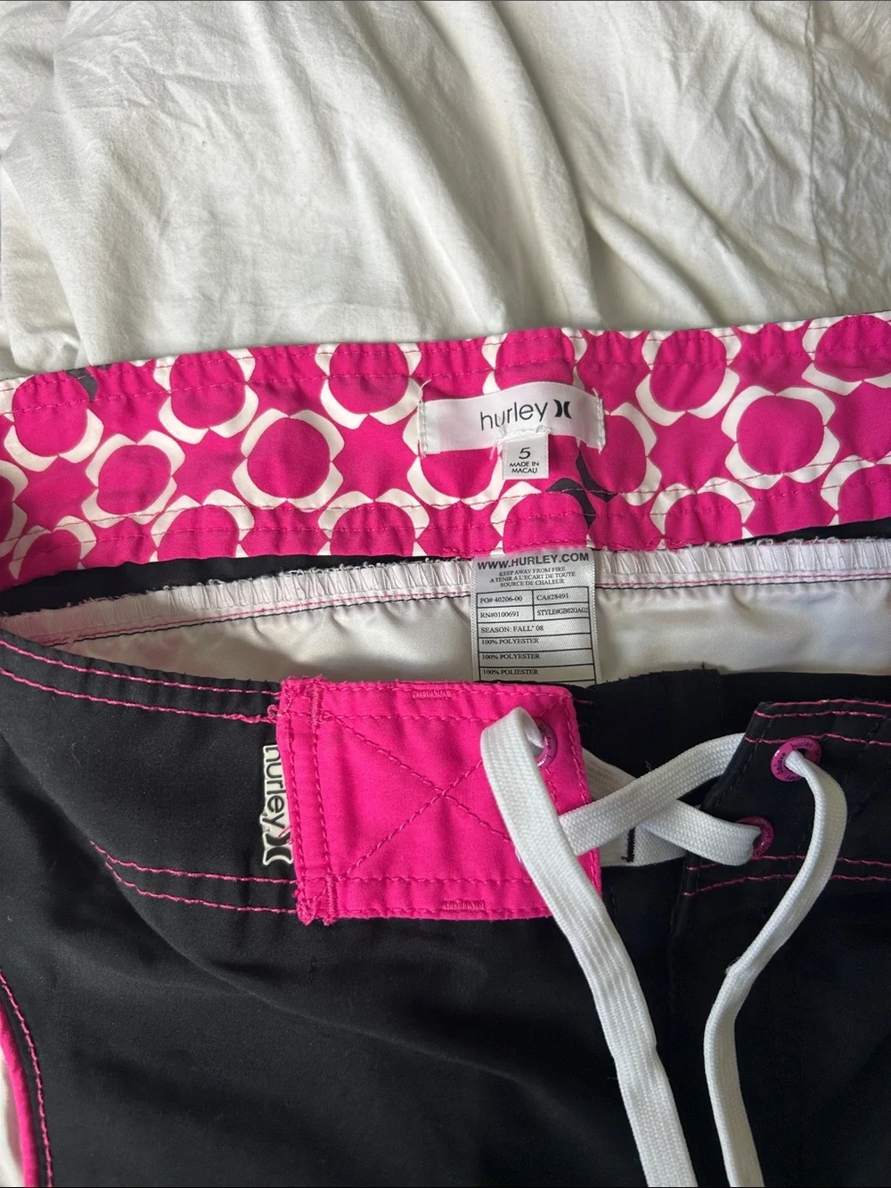 Y2K Hurley Fall 2008 Black with Pink Trim Swim Shorts